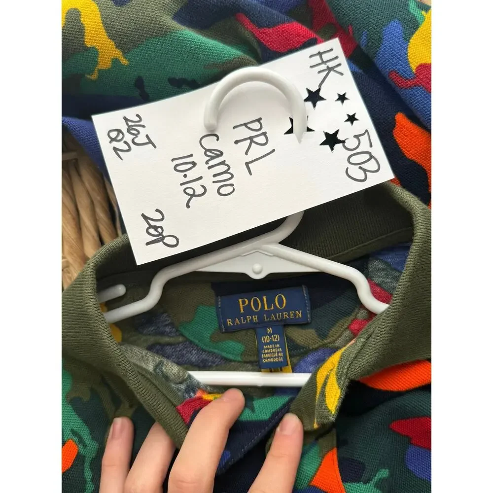 Polo Ralph Lauren Polo Shirt Boys 10-12 Short Sleeve Multicolor Camo